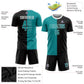 Custom Black Teal-White Sublimation Split Fashion Soccer Uniform Jersey Limited