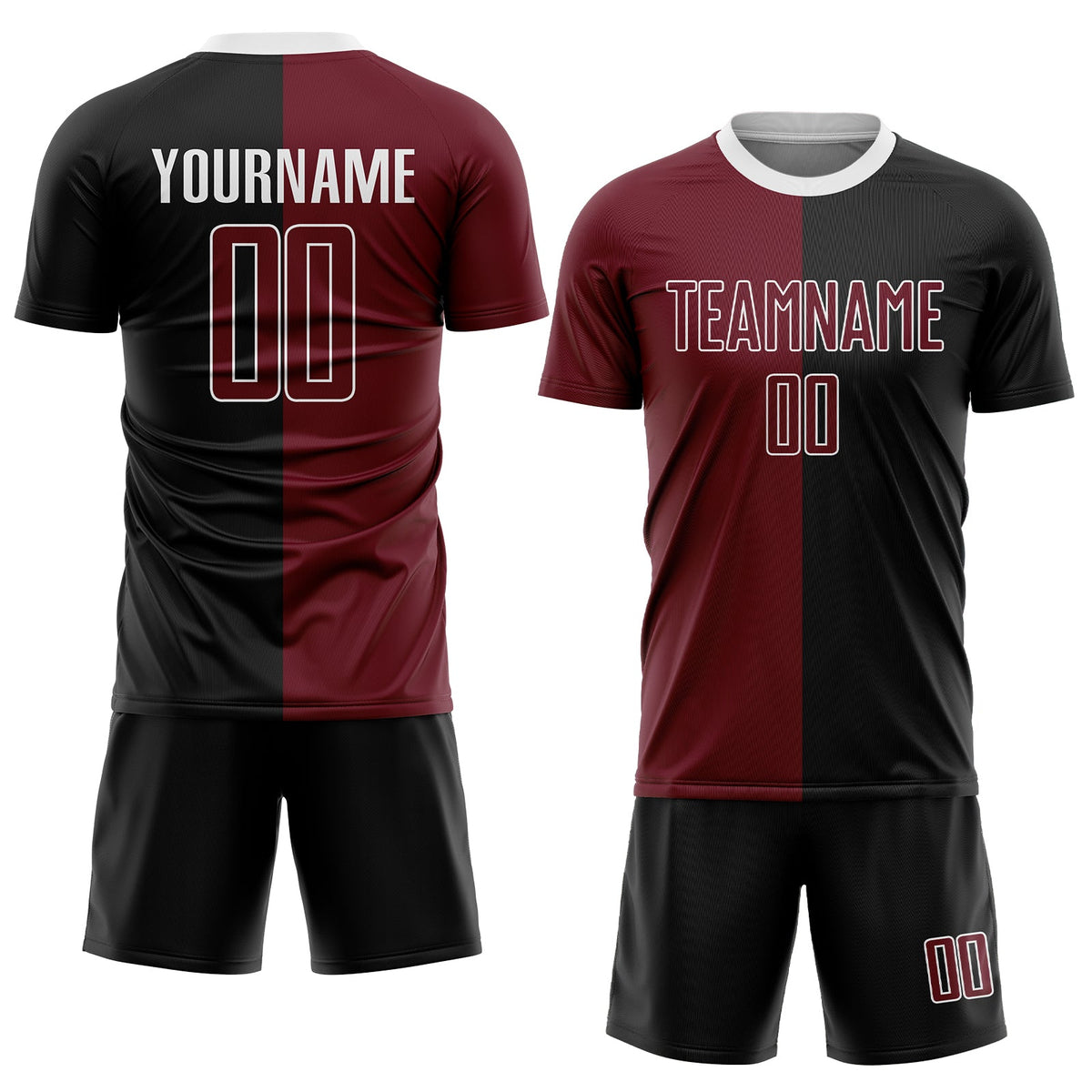 Custom Black Crimson-White Sublimation Split Fashion Soccer Uniform Jersey Limited