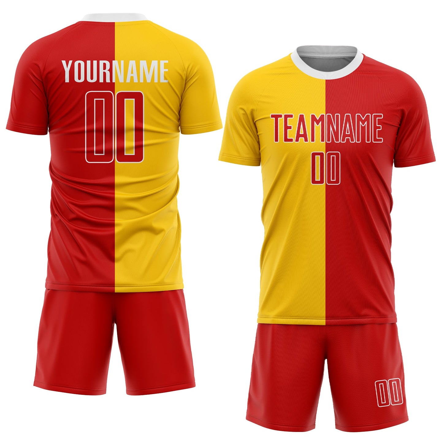 Custom Gold Red-White Sublimation Split Fashion Soccer Uniform Jersey Limited