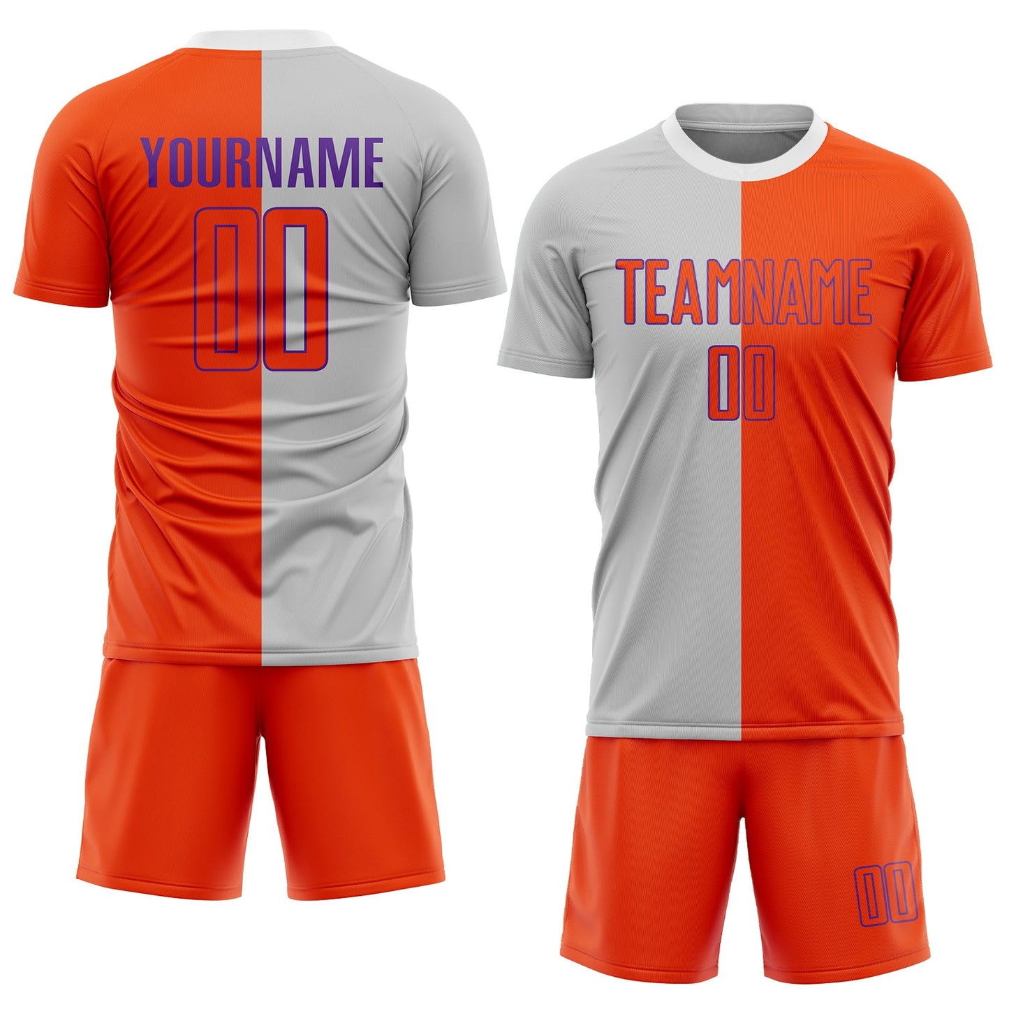 Custom Gray Orange-Purple Sublimation Split Fashion Soccer Uniform Jersey Limited