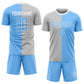 Custom Gray Light Blue-White Sublimation Split Fashion Soccer Uniform Jersey Limited