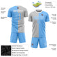 Custom Gray Light Blue-White Sublimation Split Fashion Soccer Uniform Jersey Limited