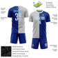 Custom Royal White-Gray Sublimation Split Fashion Soccer Uniform Jersey Limited