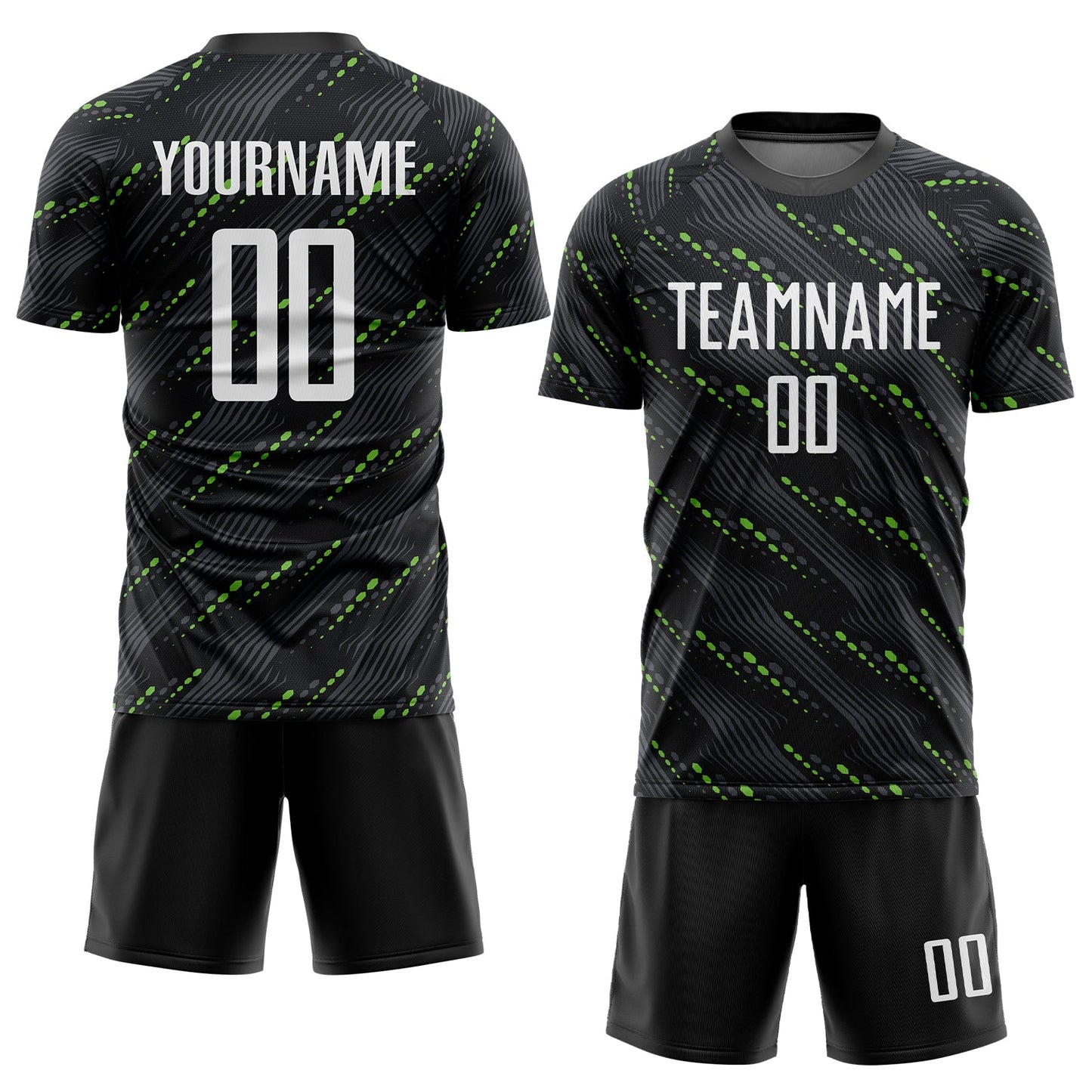 Custom Black White-Kelly Green Sublimation Soccer Uniform Jersey Limited