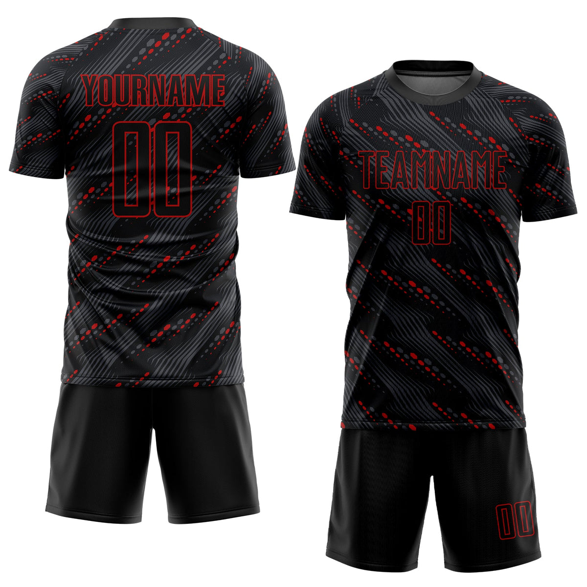 Custom Black Red Sublimation Soccer Uniform Jersey Limited