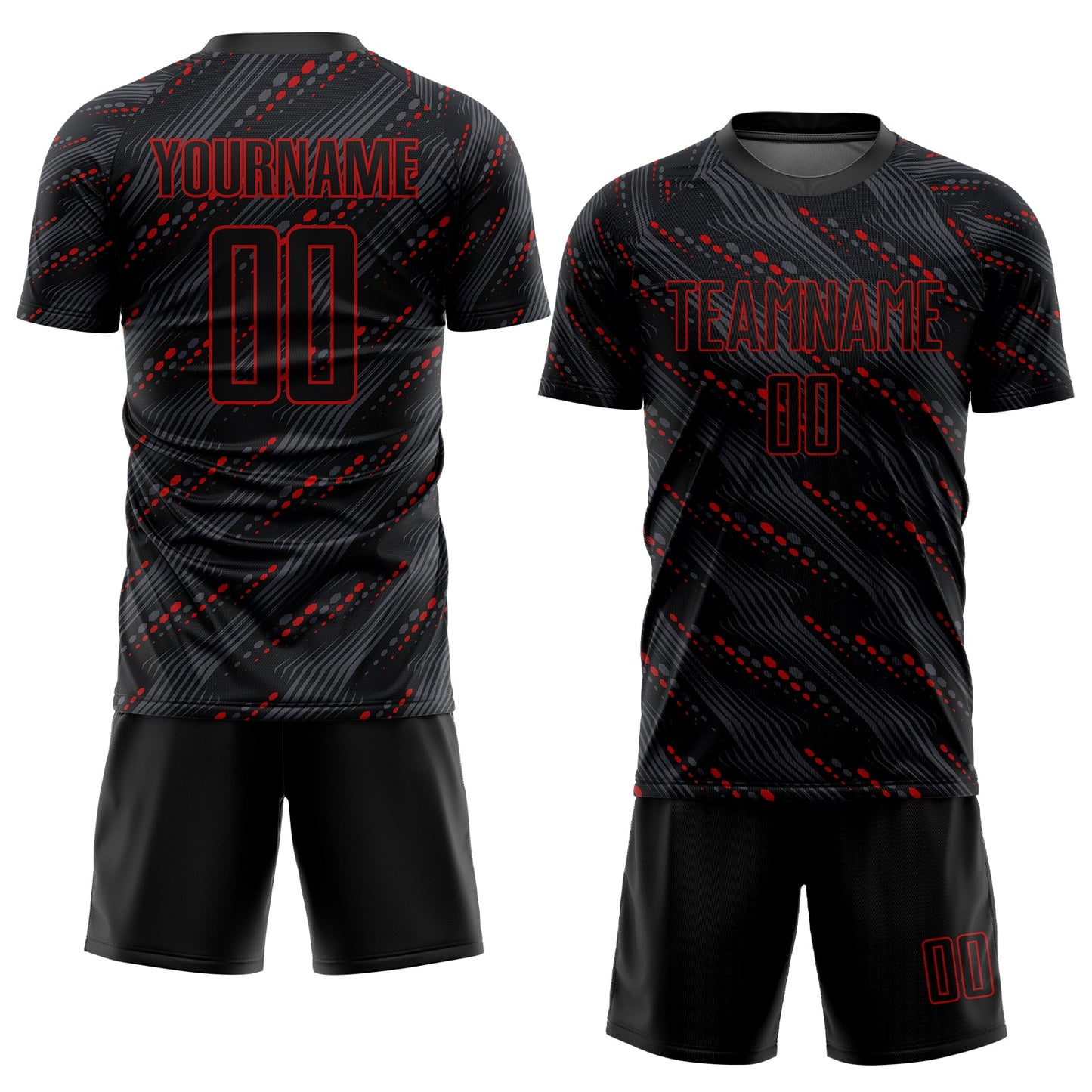 Custom Black Red Sublimation Soccer Uniform Jersey Limited