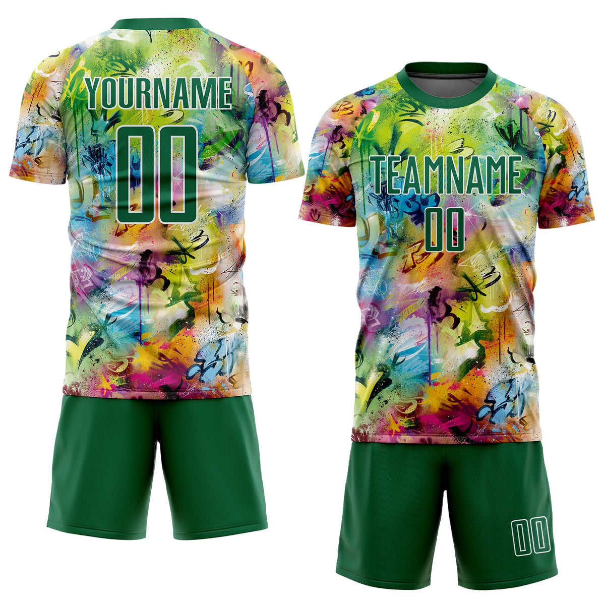 Custom Graffiti Pattern Kelly Green-White Sublimation Soccer Uniform Jersey Limited