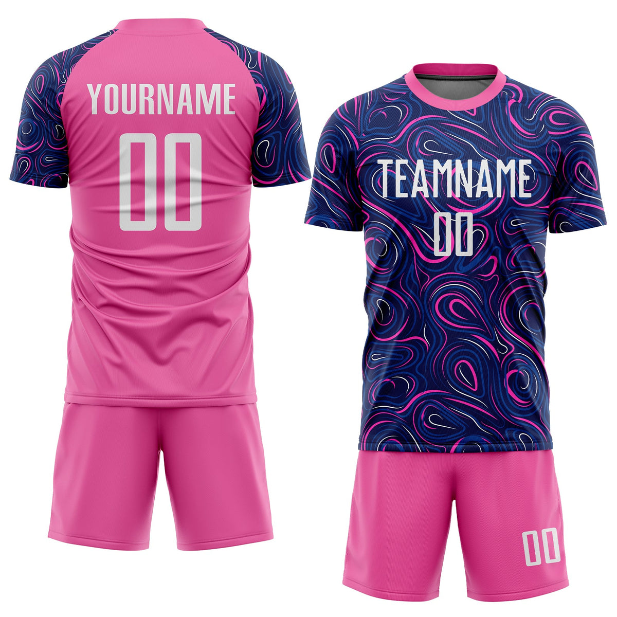 Custom Navy White-Pink Sublimation Soccer Uniform Jersey Limited