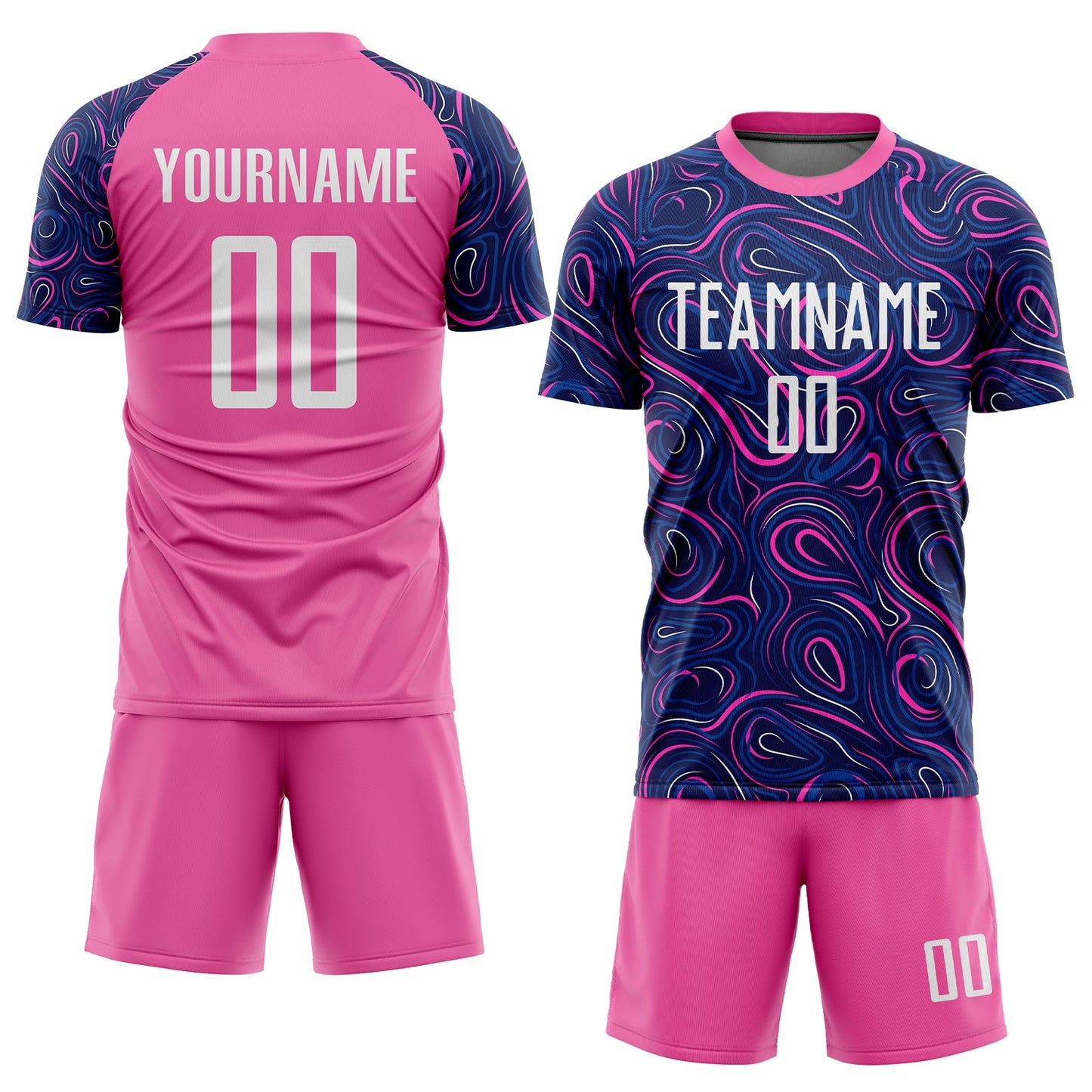 Custom Navy White-Pink Sublimation Soccer Uniform Jersey Limited
