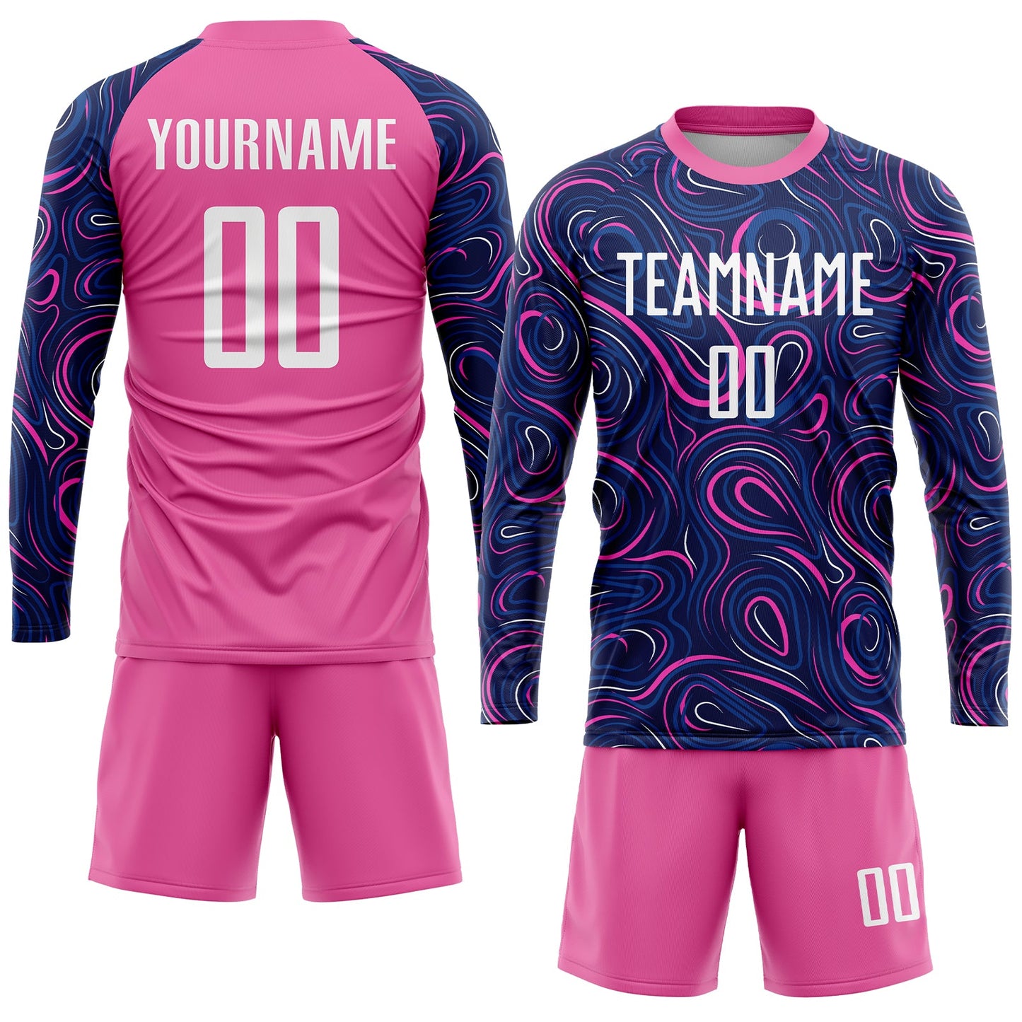 Custom Navy White-Pink Sublimation Soccer Uniform Jersey Limited