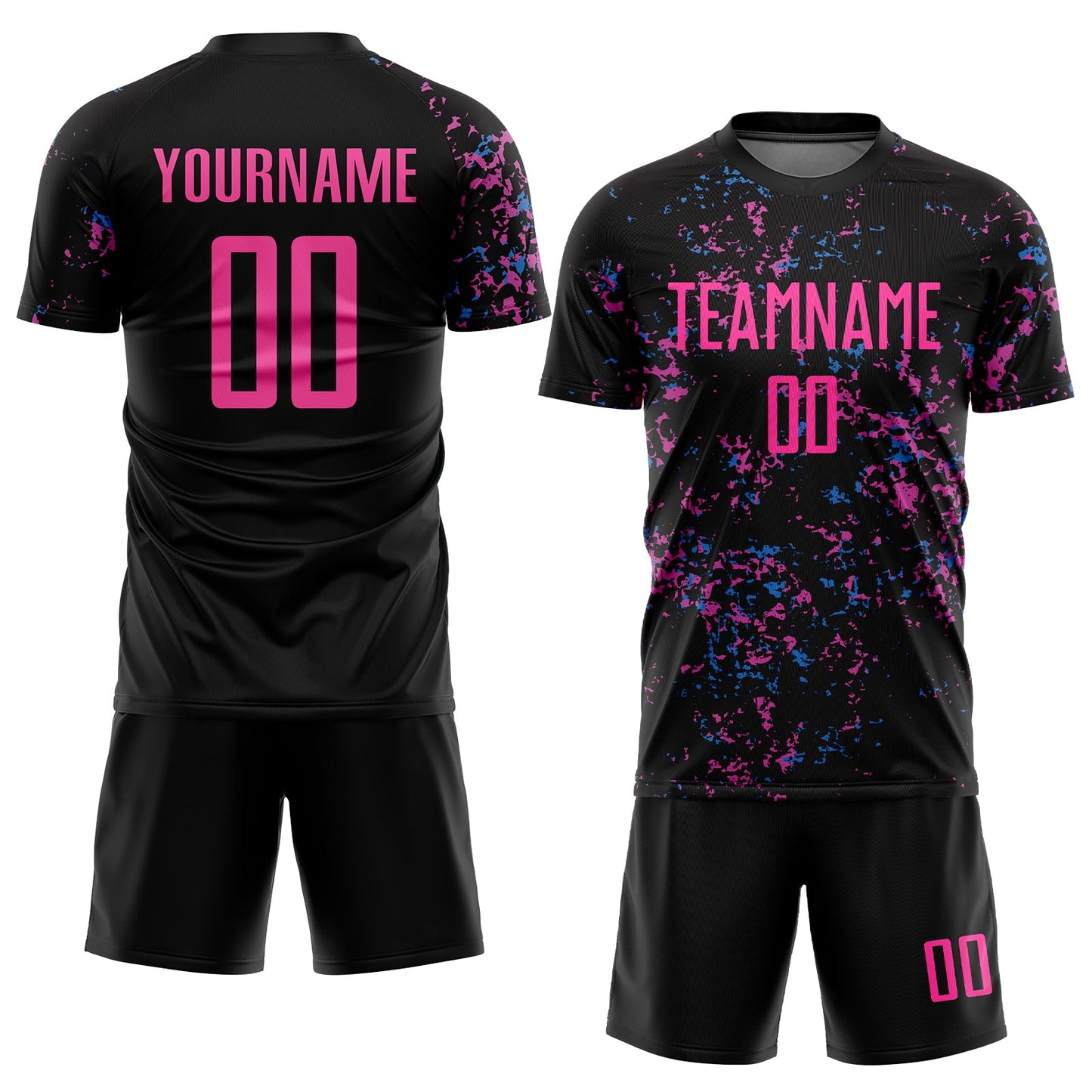 Custom Black Pink-Light Blue Sublimation Soccer Uniform Jersey Limited