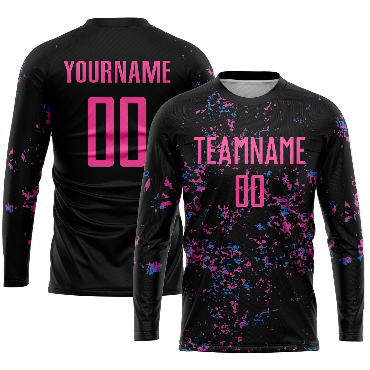 Custom Black Pink-Light Blue Sublimation Soccer Uniform Jersey Limited