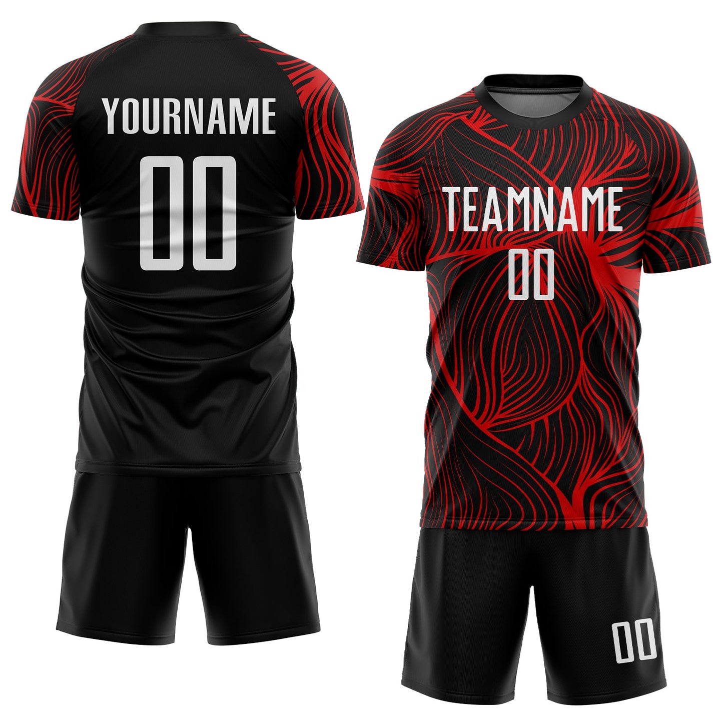 Custom Black White-Red Sublimation Soccer Uniform Jersey Limited