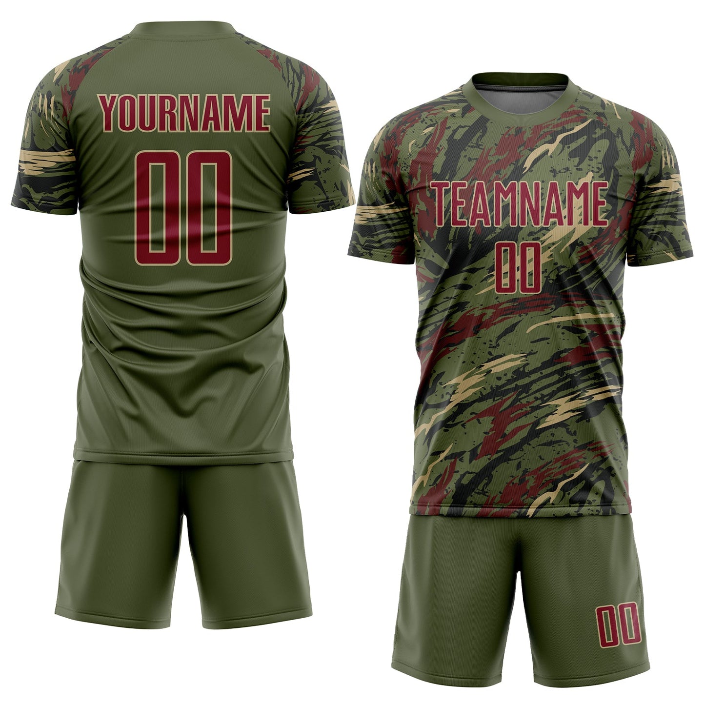 Custom Olive Crimson-Vegas Gold Sublimation Salute To Service Soccer Uniform Jersey Limited