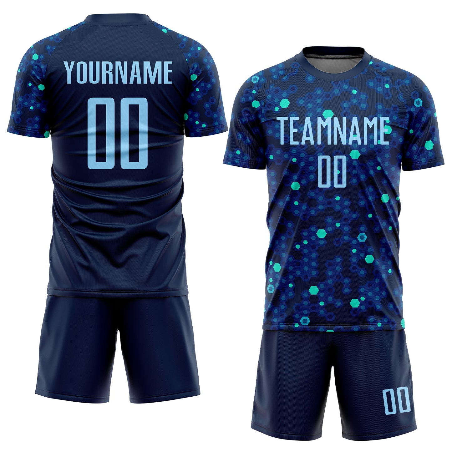 Custom Navy Light Blue-Royal Sublimation Soccer Uniform Jersey Limited