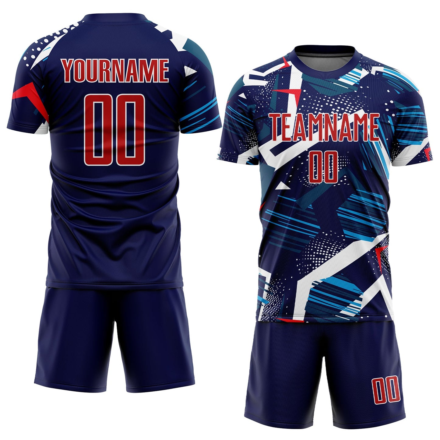 Custom Navy Red-White Sublimation Soccer Uniform Jersey Limited