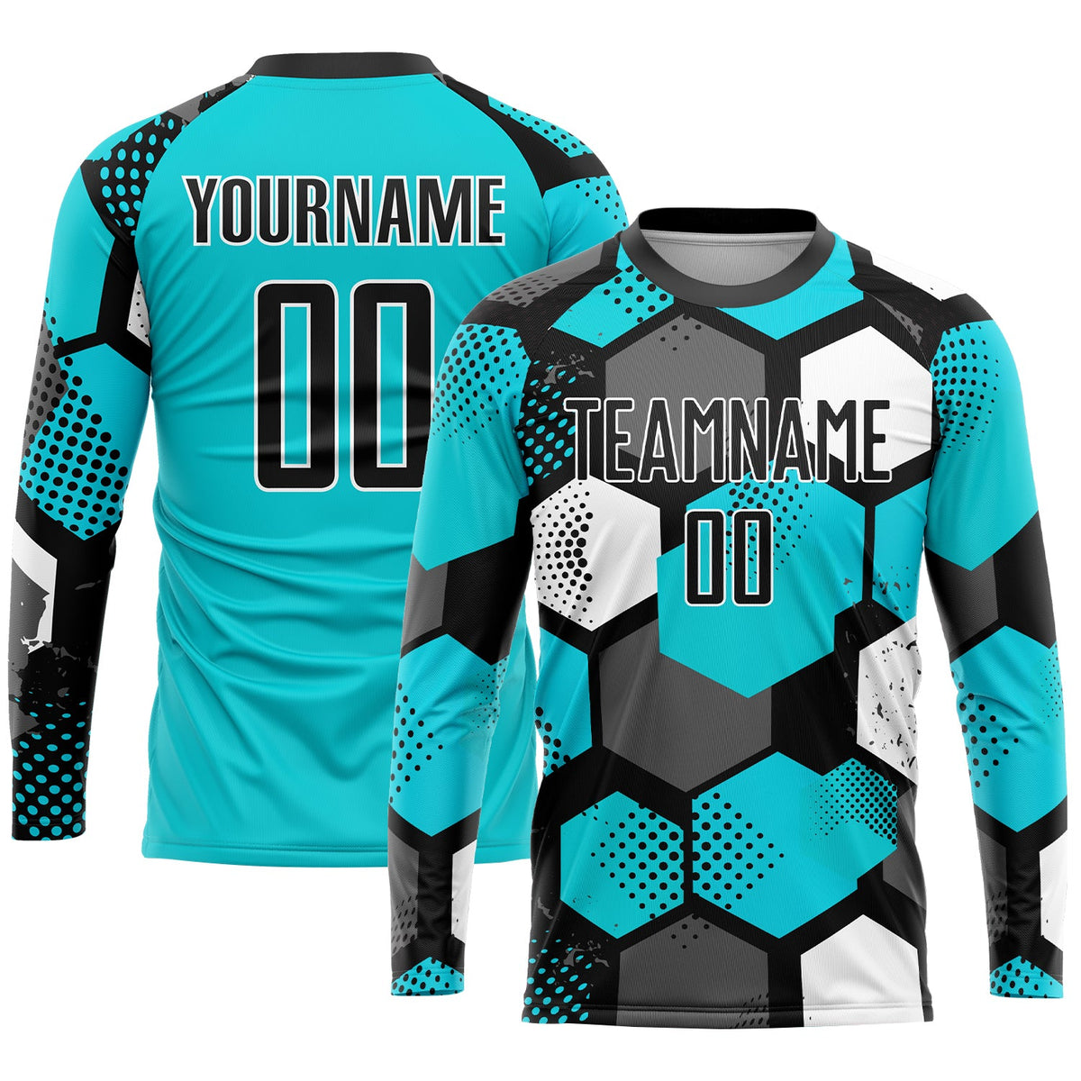 Custom Aqua Black-White Sublimation Soccer Uniform Jersey Limited