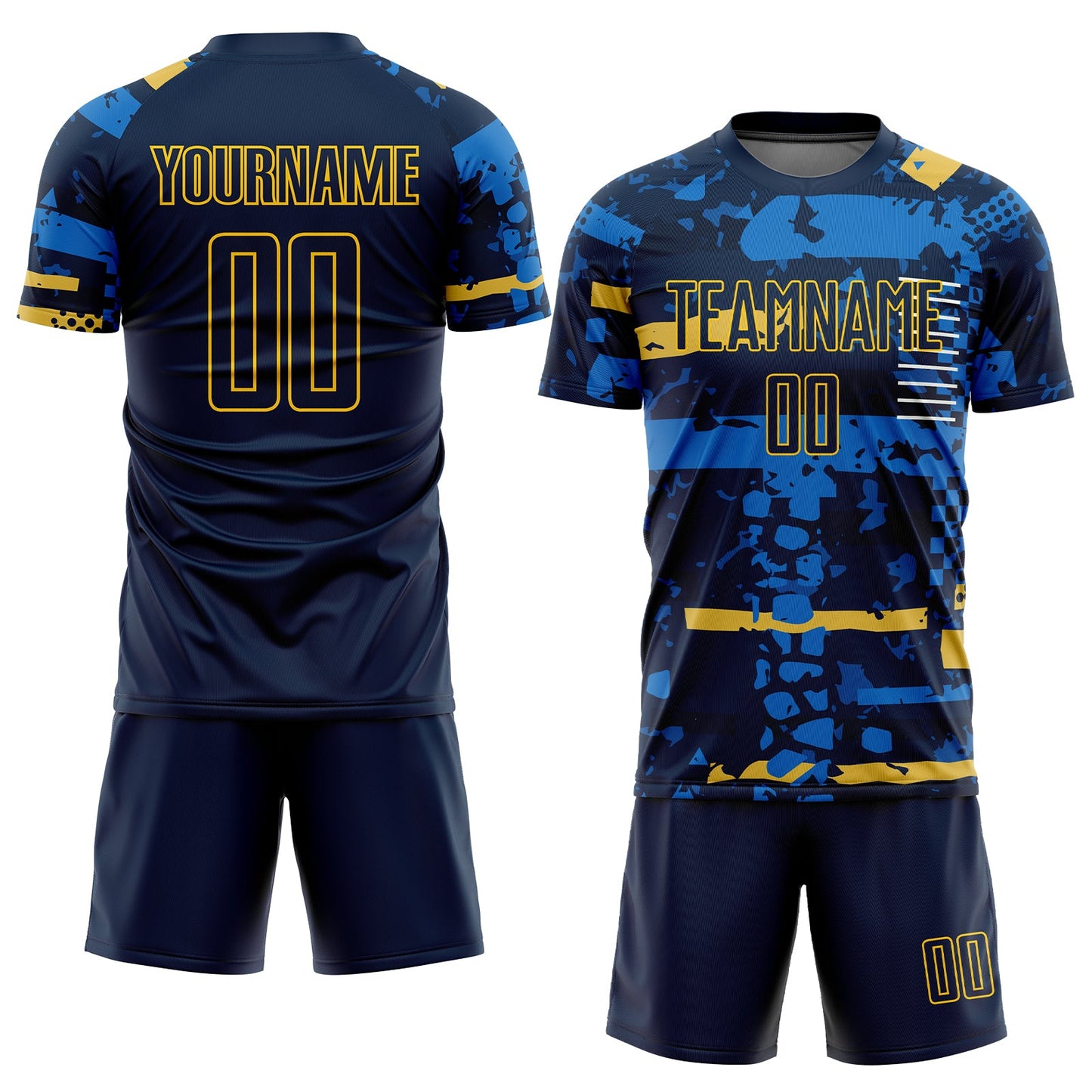Custom Navy Navy-Gold Sublimation Soccer Uniform Jersey Limited