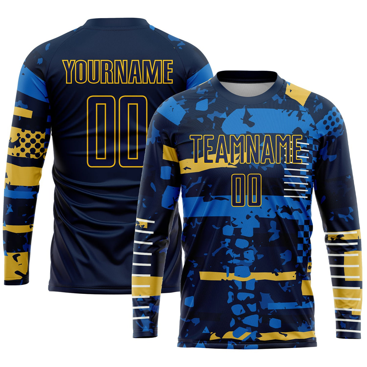 Custom Navy Navy-Gold Sublimation Soccer Uniform Jersey Limited