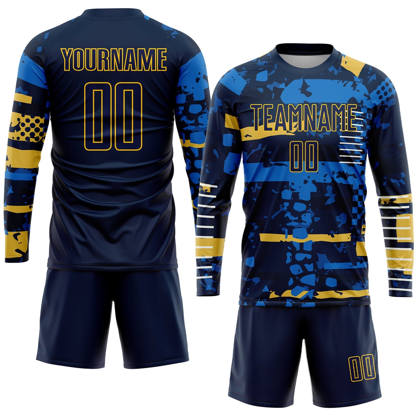 Custom Navy Navy-Gold Sublimation Soccer Uniform Jersey Limited