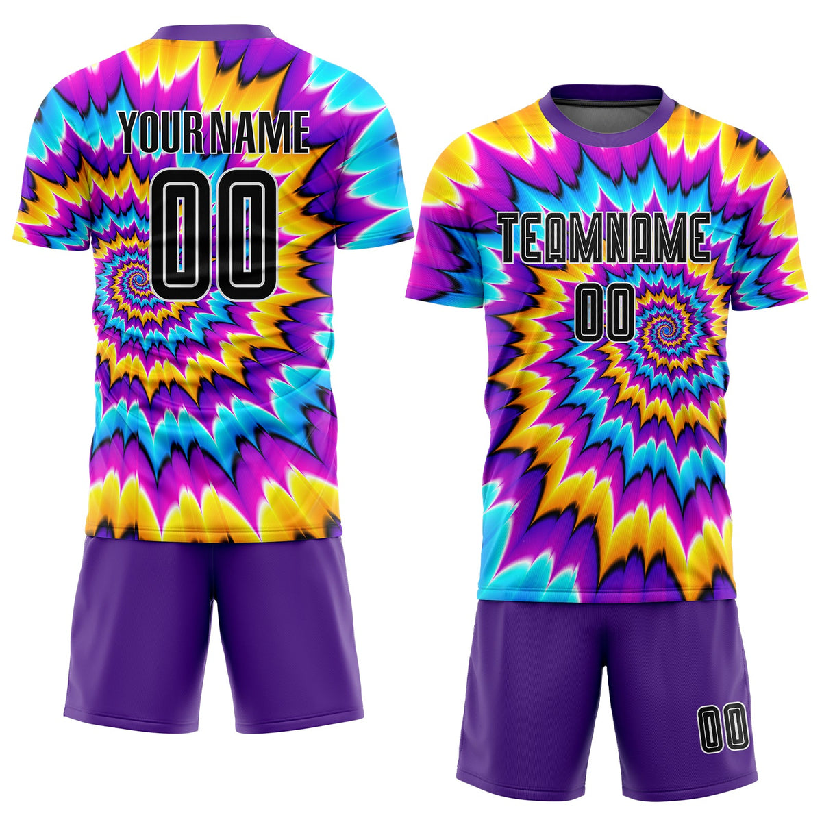Custom Tie Dye Black-White Sublimation Soccer Uniform Jersey Limited