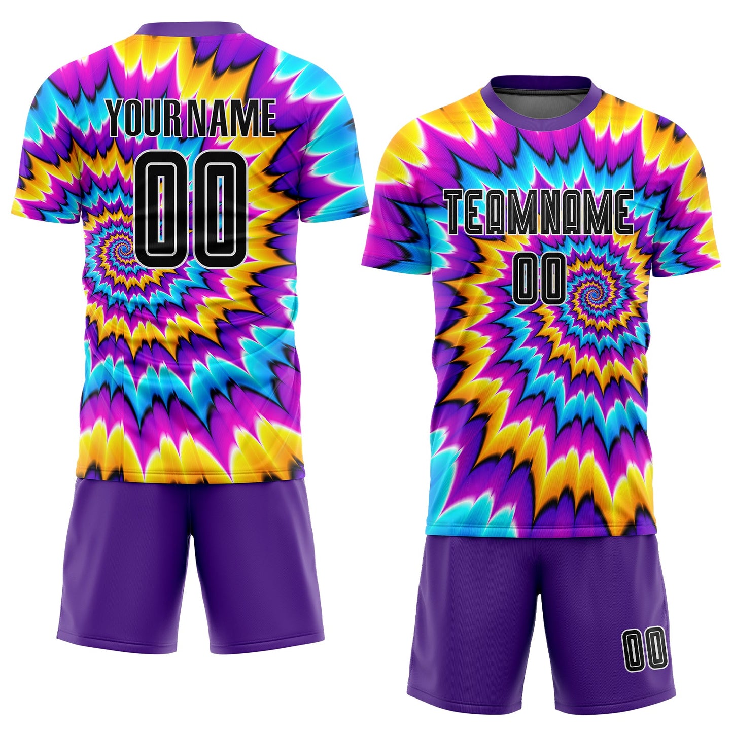 Custom Tie Dye Black-White Sublimation Soccer Uniform Jersey Limited
