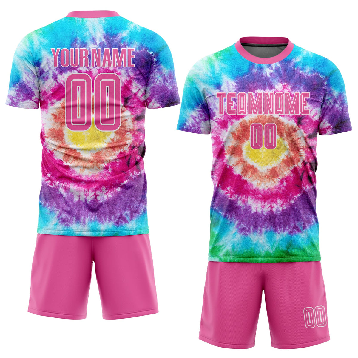 Custom Tie Dye Pink-White Sublimation Soccer Uniform Jersey Limited