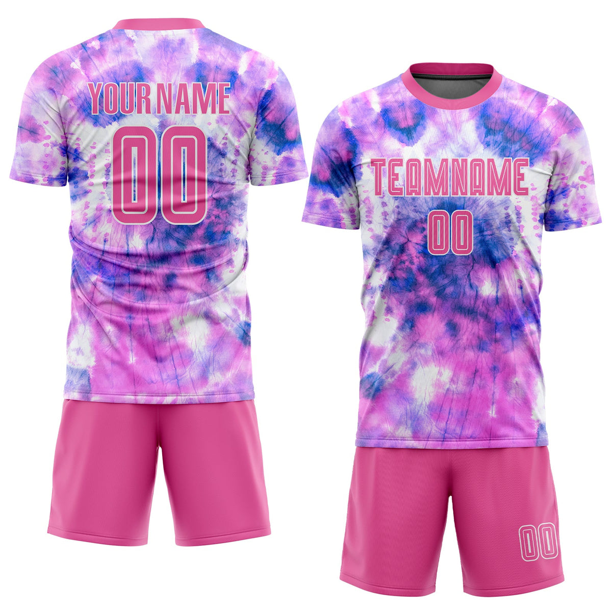 Custom Tie Dye Pink-White Sublimation Soccer Uniform Jersey Limited