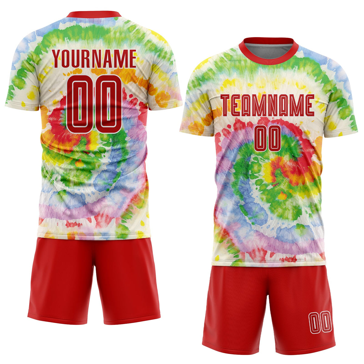 Custom Tie Dye Red-White Sublimation Soccer Uniform Jersey Limited