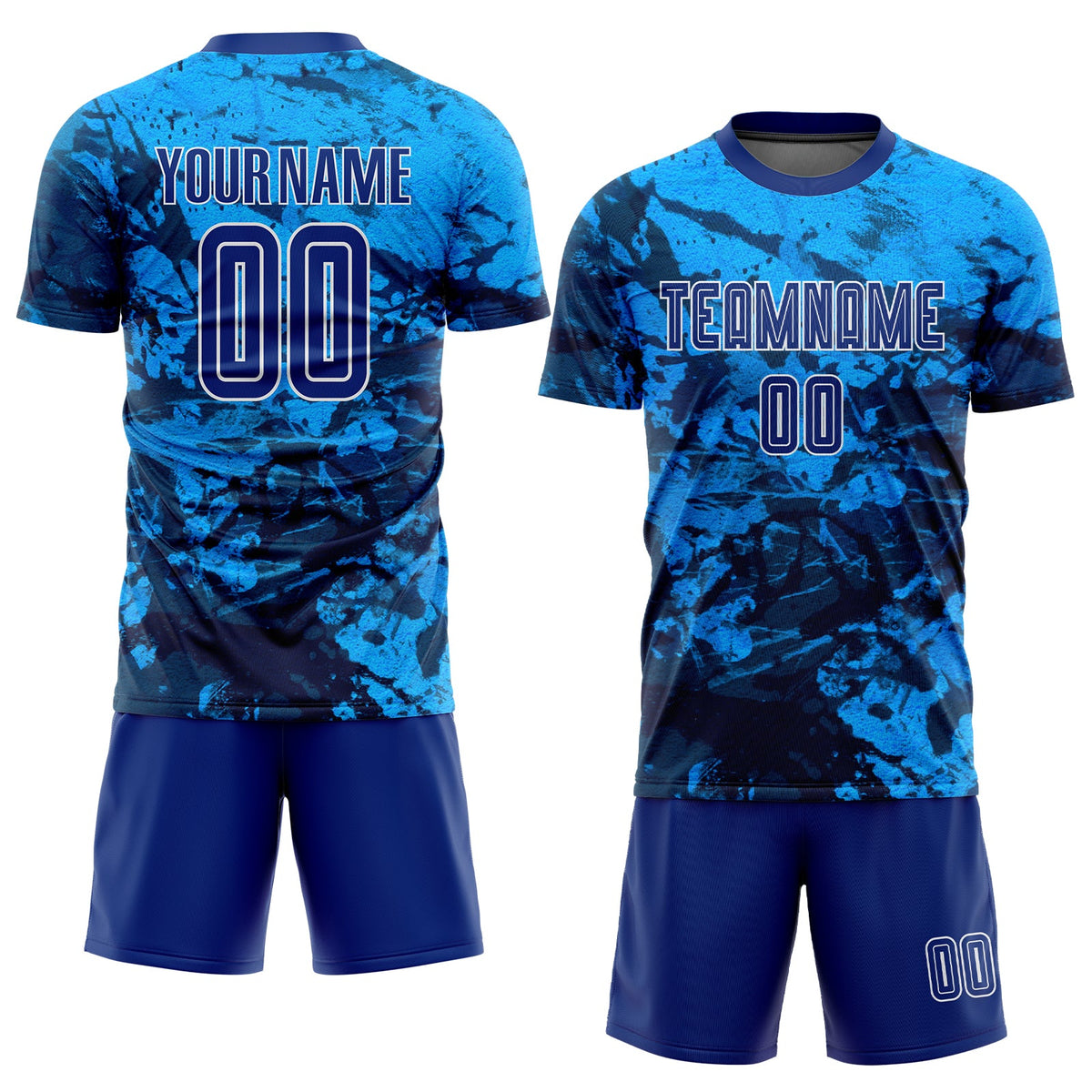 Custom Tie Dye Royal-White Sublimation Soccer Uniform Jersey Limited