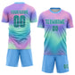 Custom Tie Dye Teal-White Sublimation Soccer Uniform Jersey Limited