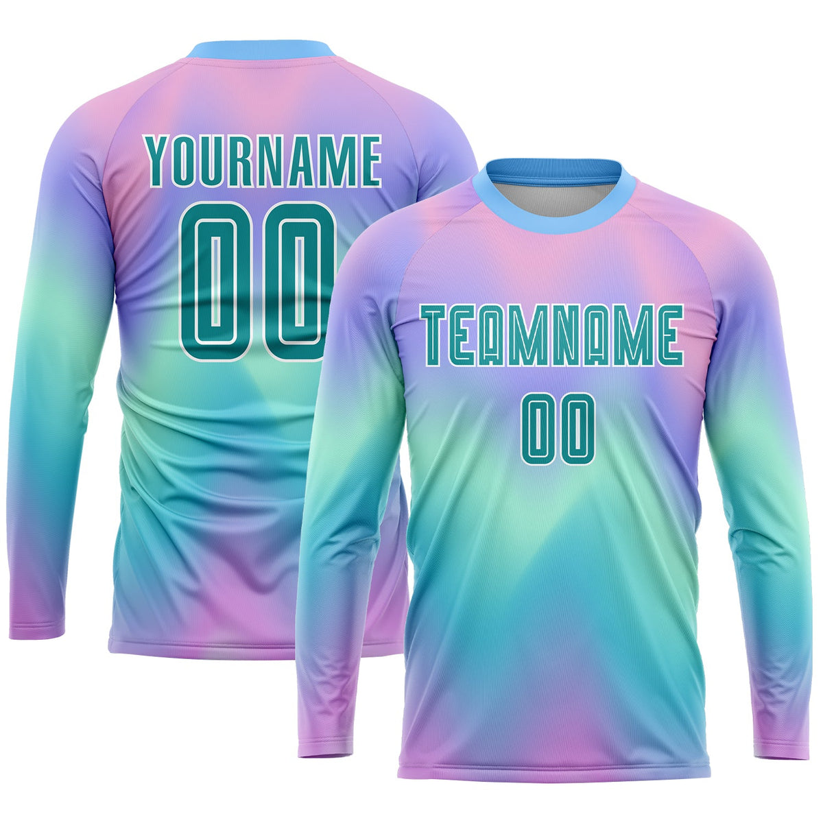 Custom Tie Dye Teal-White Sublimation Soccer Uniform Jersey Limited