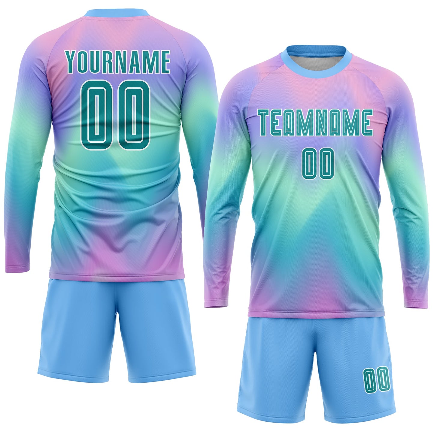 Custom Tie Dye Teal-White Sublimation Soccer Uniform Jersey Limited