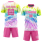 Custom Tie Dye Pink-White Sublimation Soccer Uniform Jersey Limited