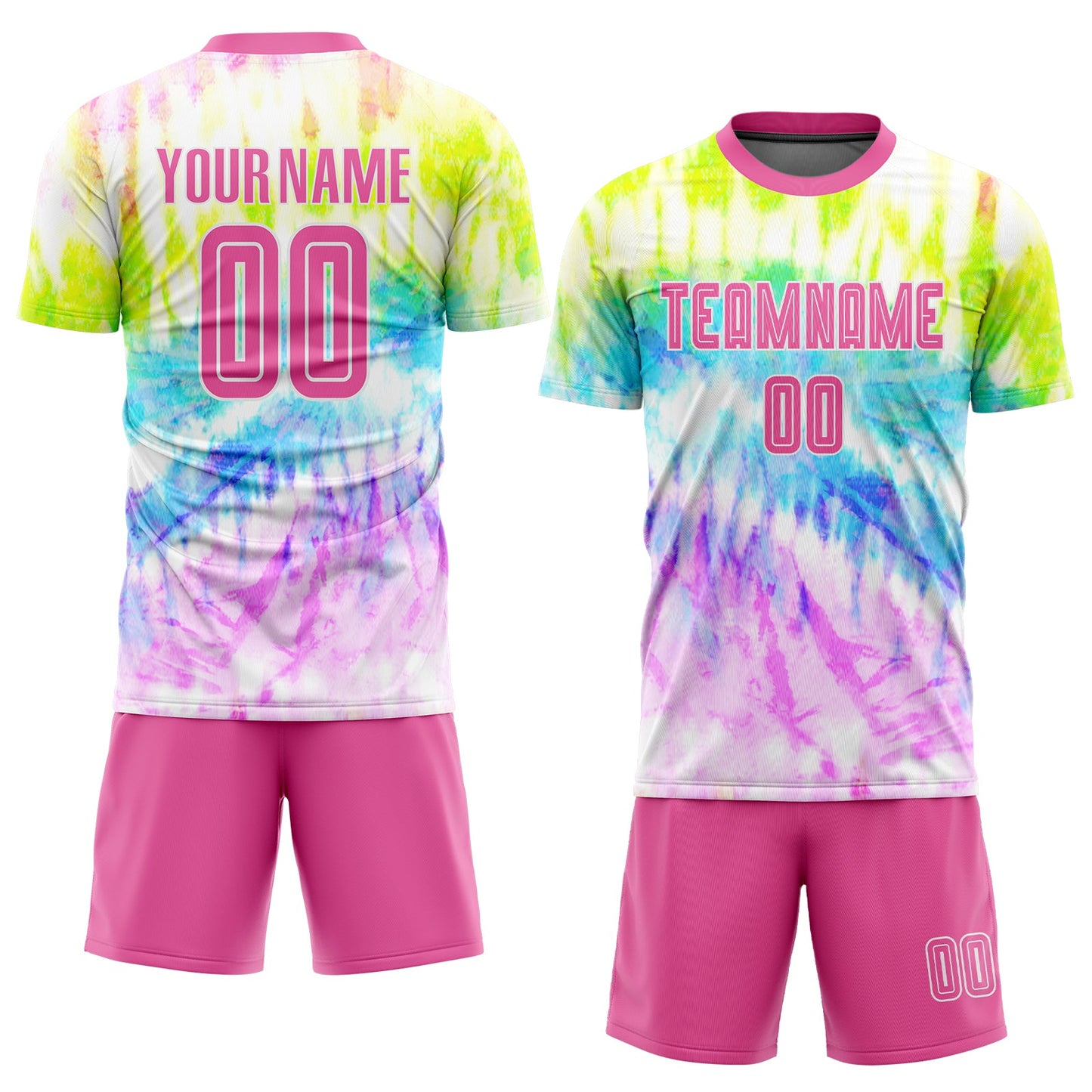 Custom Tie Dye Pink-White Sublimation Soccer Uniform Jersey Limited