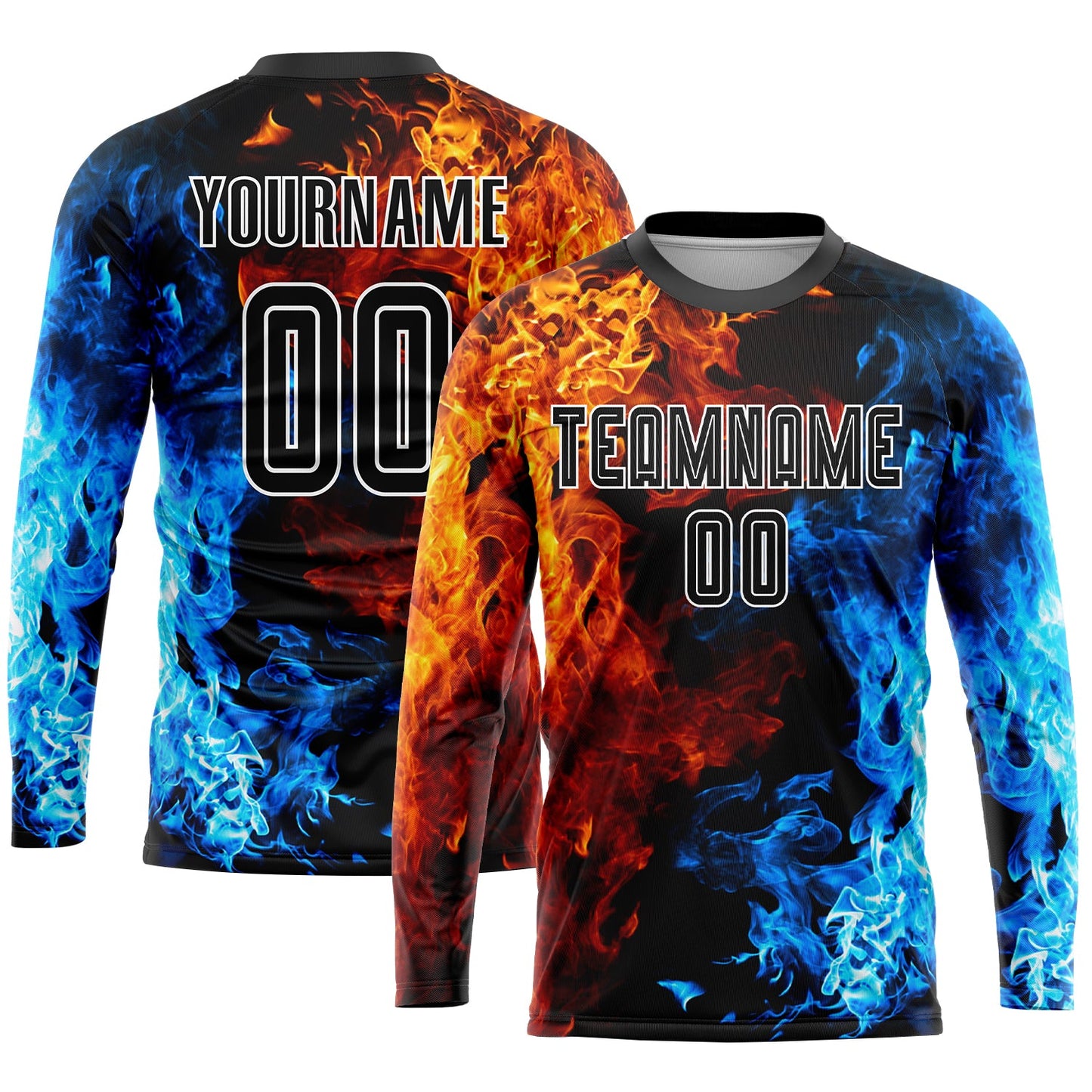 Custom Figure Black-White Flame Sublimation Soccer Uniform Jersey Limited