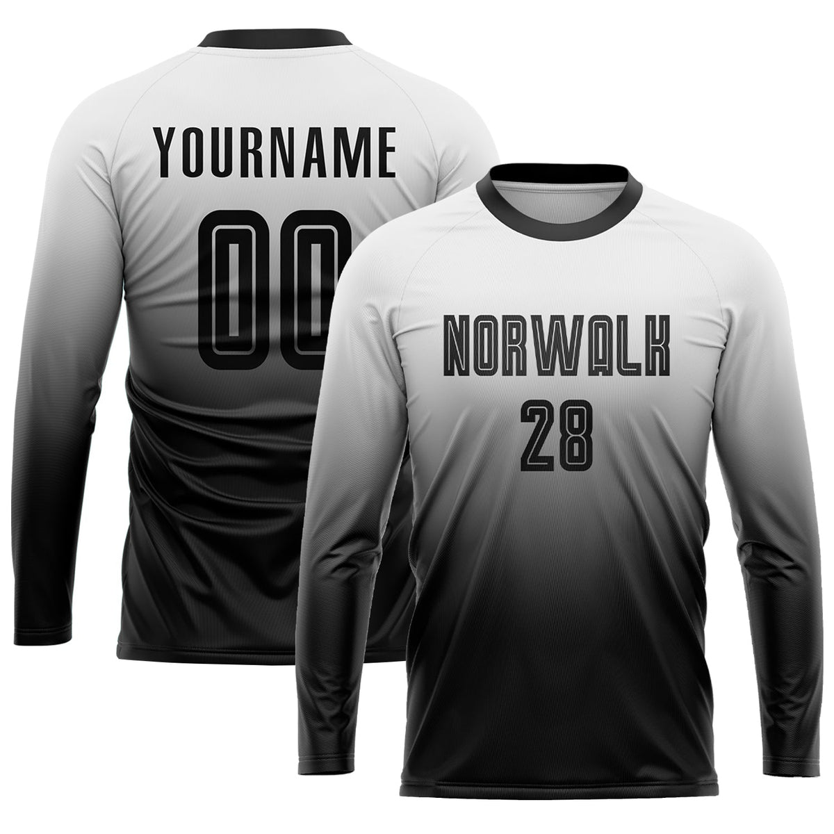 Custom White Black Sublimation Fade Fashion Soccer Uniform Jersey Limited
