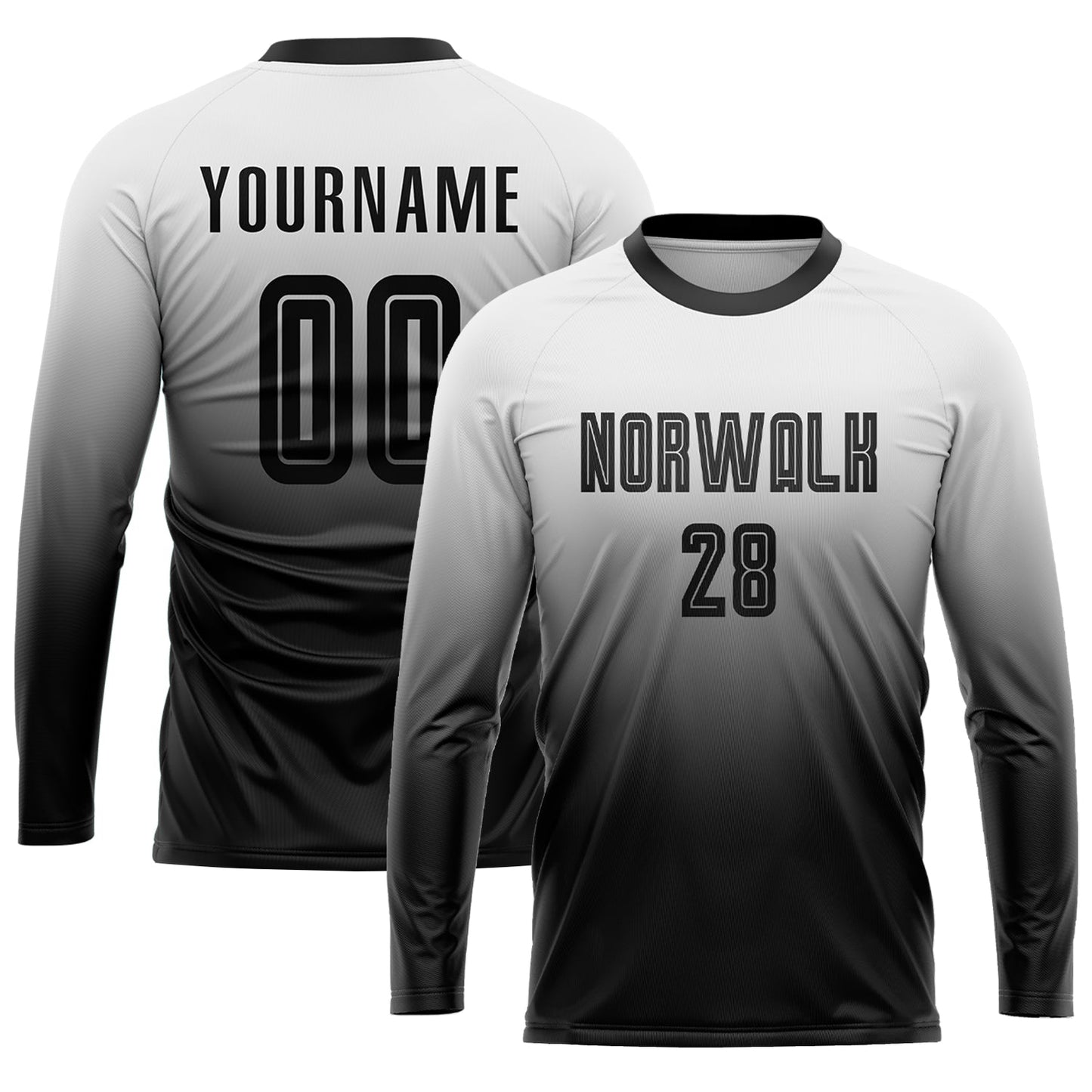 Custom White Black Sublimation Fade Fashion Soccer Uniform Jersey Limited
