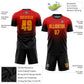 Custom Red Gold-Black Sublimation Fade Fashion Soccer Uniform Jersey Limited