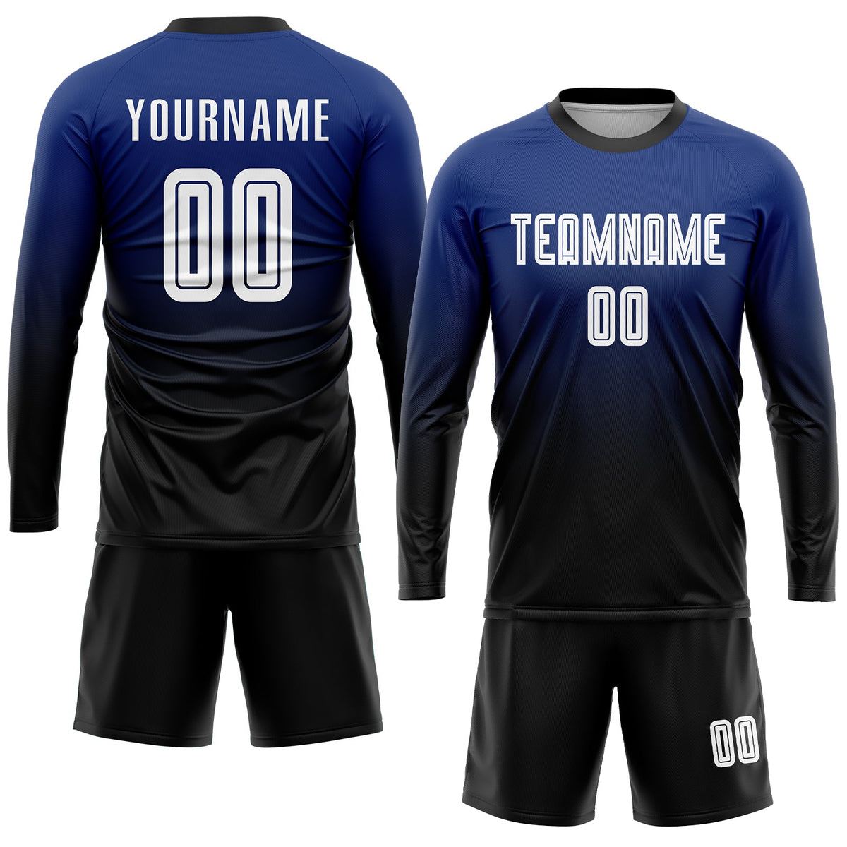 Custom Royal White-Black Sublimation Fade Fashion Soccer Uniform Jersey Limited