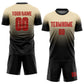 Custom Cream Red-Black Sublimation Fade Fashion Soccer Uniform Jersey Limited