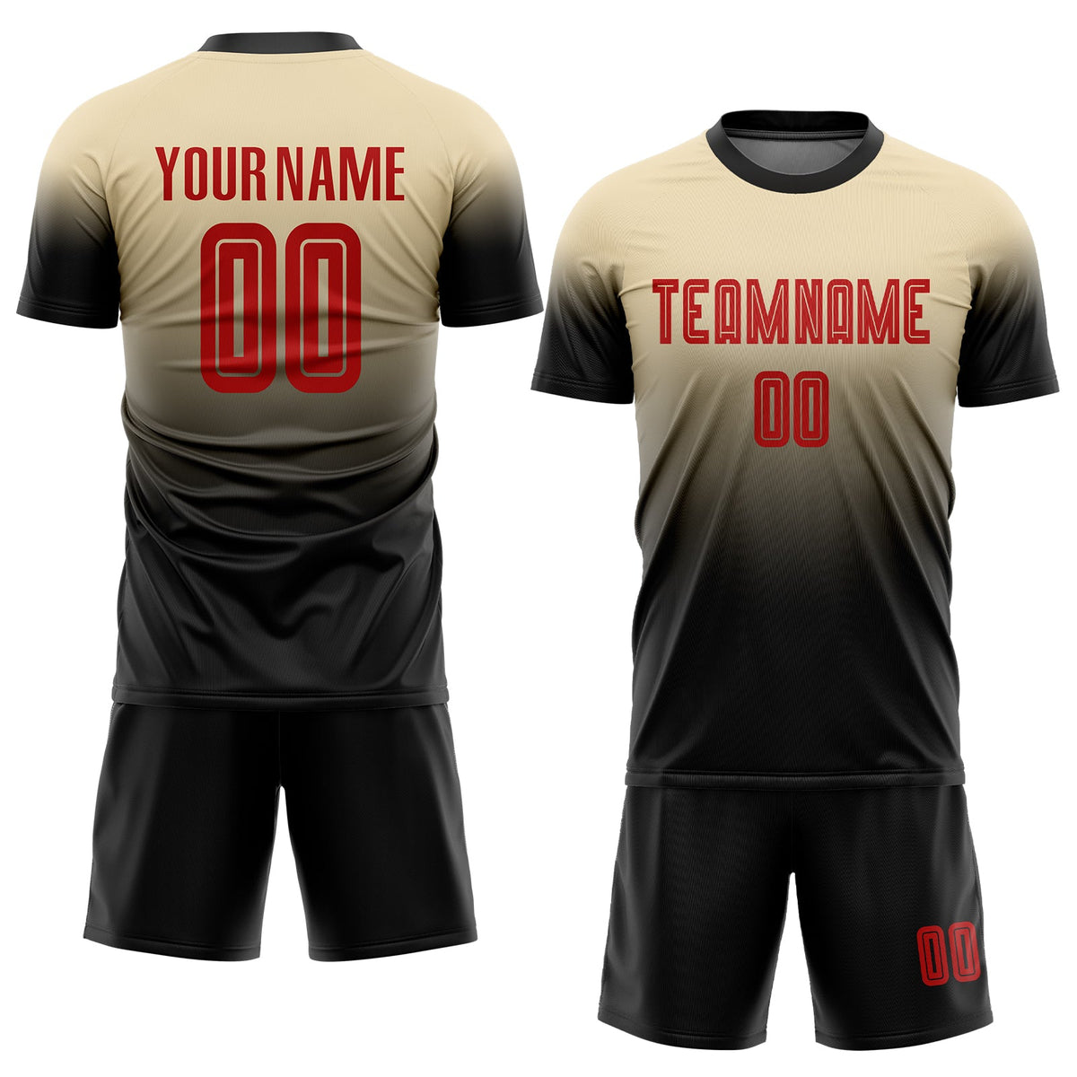 Custom Cream Red-Black Sublimation Fade Fashion Soccer Uniform Jersey Limited