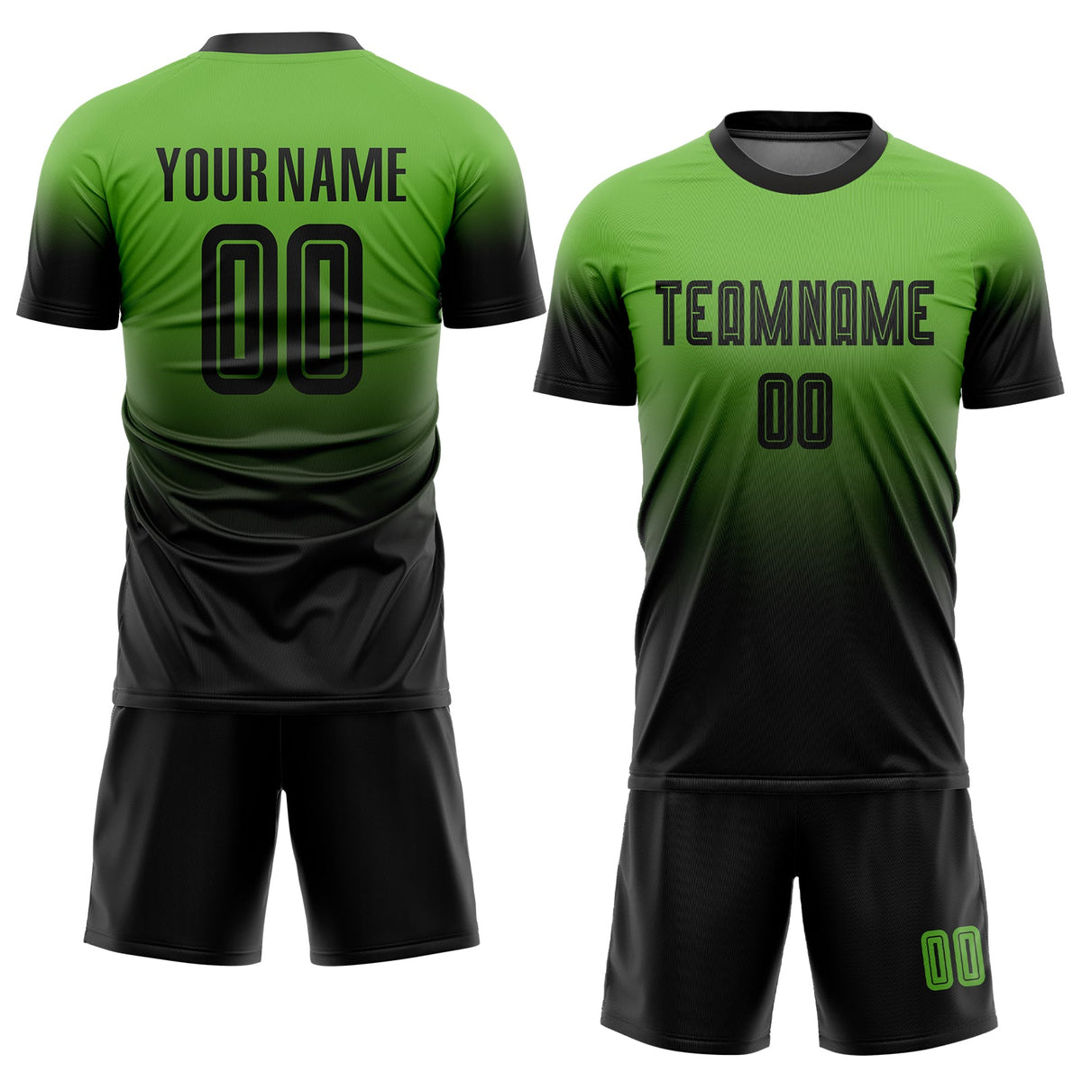 Custom Neon Green Black Sublimation Fade Fashion Soccer Uniform Jersey Limited