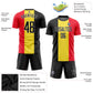 Custom Gold Black Red-White Sublimation Belgian Flag Soccer Uniform Jersey Limited
