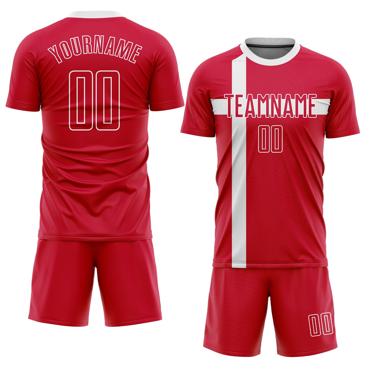 Custom Red Red-White Sublimation Danish Flag Soccer Uniform Jersey Limited