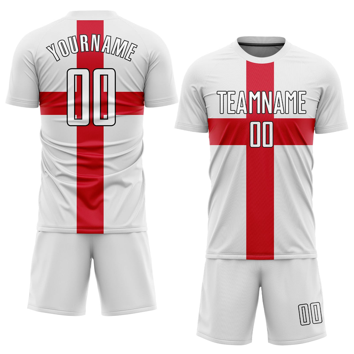 Custom White White Red-Black Sublimation Great Britain Flag Soccer Uniform Jersey Limited