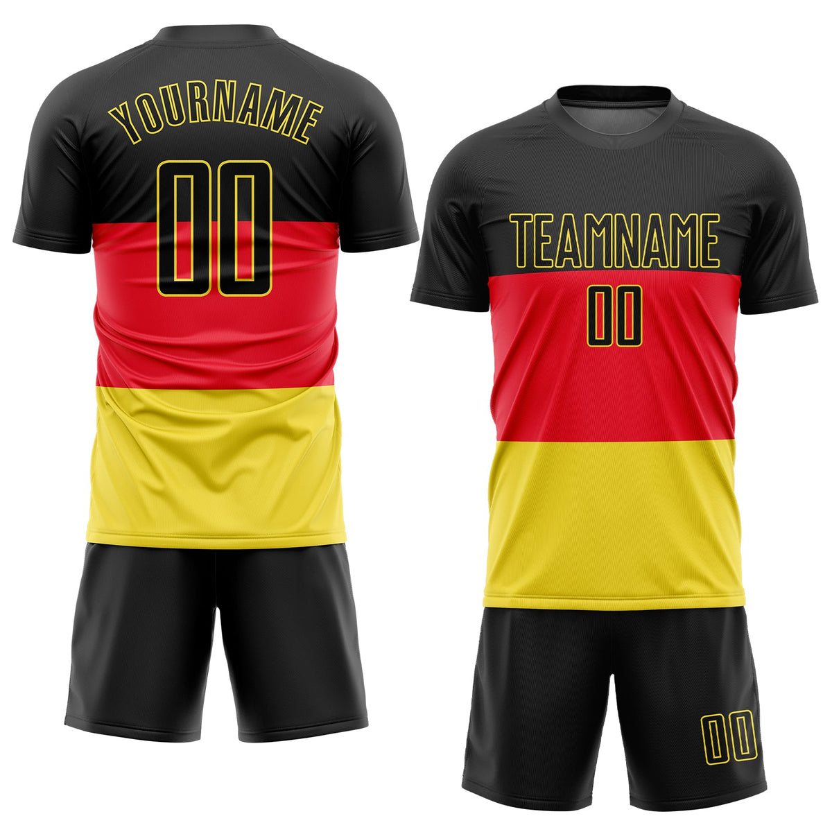 Custom Red Black-Gold Sublimation German Flag Soccer Uniform Jersey Limited