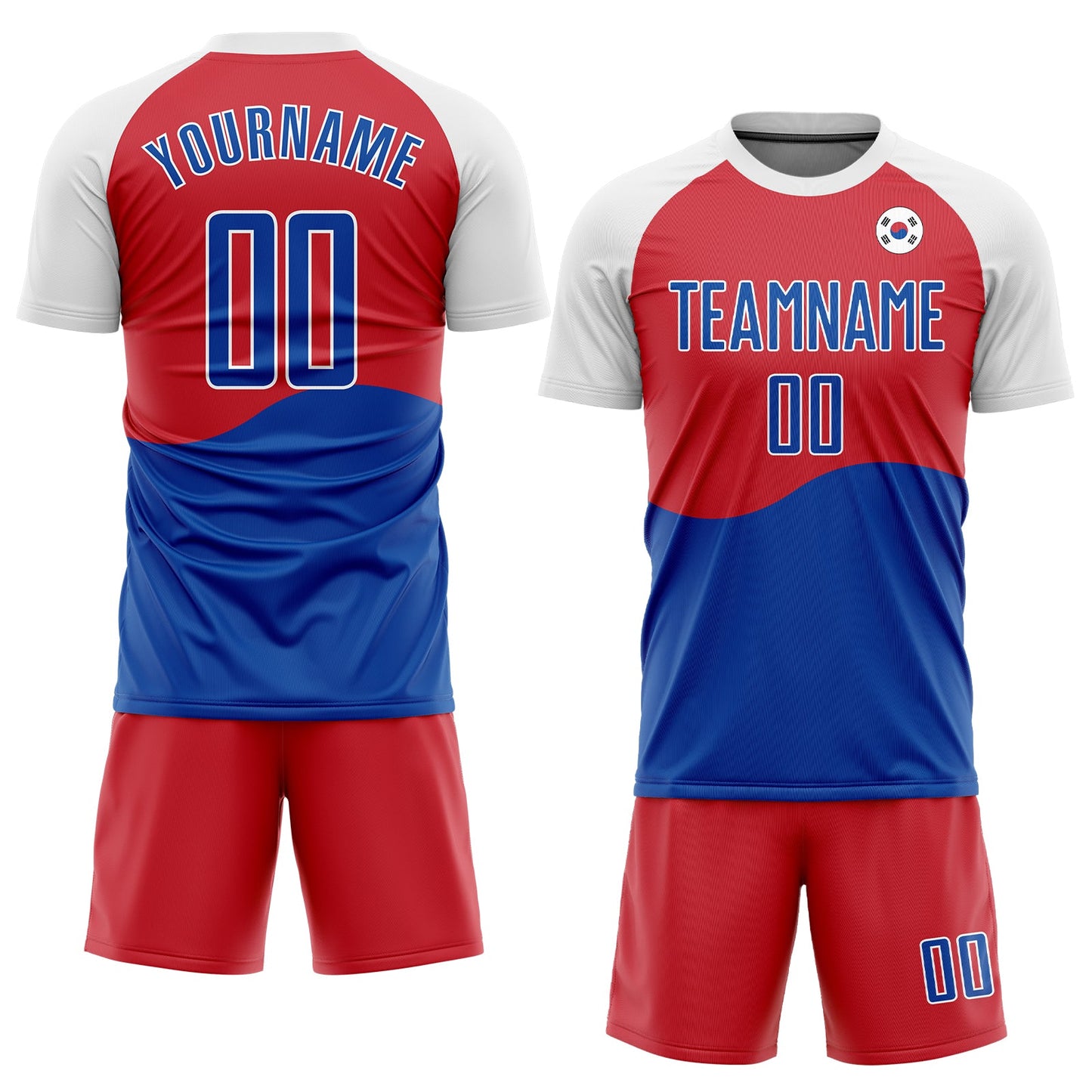 Custom Red Royal-White Sublimation South Korean Flag Soccer Uniform Jersey Limited