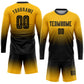 Custom Gold Black Sublimation Long Sleeve Fade Fashion Soccer Uniform Jersey Limited