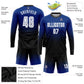 Custom Royal White-Black Sublimation Long Sleeve Fade Fashion Soccer Uniform Jersey Limited